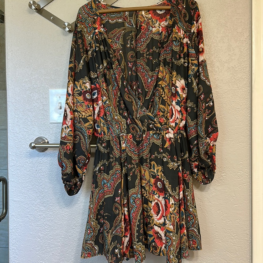 Free People floral cinched waist dress